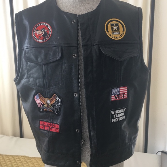 Leather Biker Vest - Picture 3 of 15